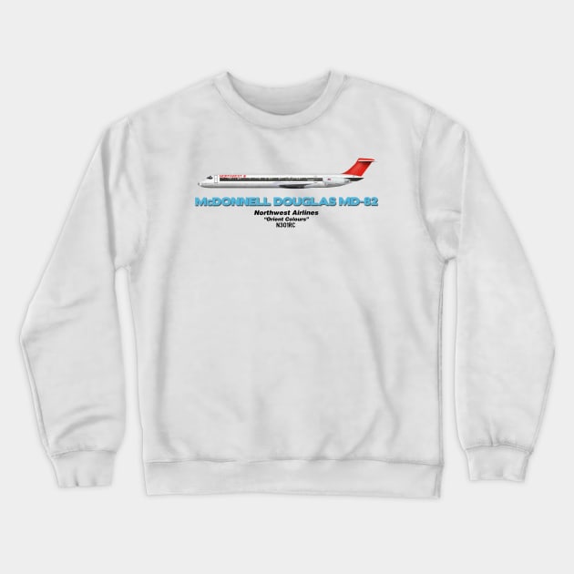 McDonnell Douglas MD-82 - Northwest Airlines "Orient Colours" Crewneck Sweatshirt by TheArtofFlying